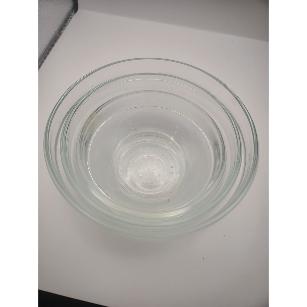 Set of 3 Vintage Duralex Clear Glass Mini Nesting Prep Pinch Bowls Made France